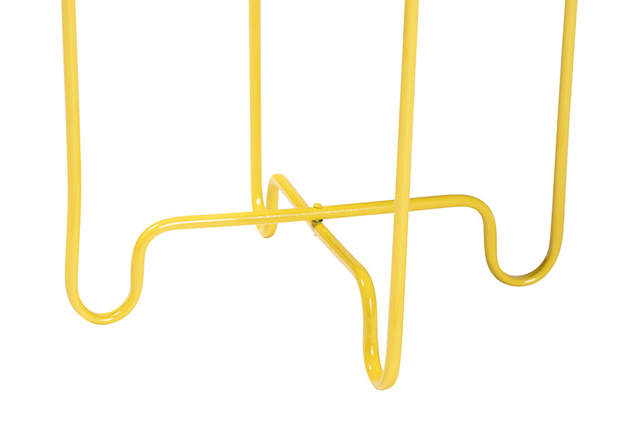 Baxton Studio Laverne Yellow Metal Side Table with Scalloped Tray Top - Round Accent Table with Decorative Base for Indoor or Semi-Outdoor Use FredCo