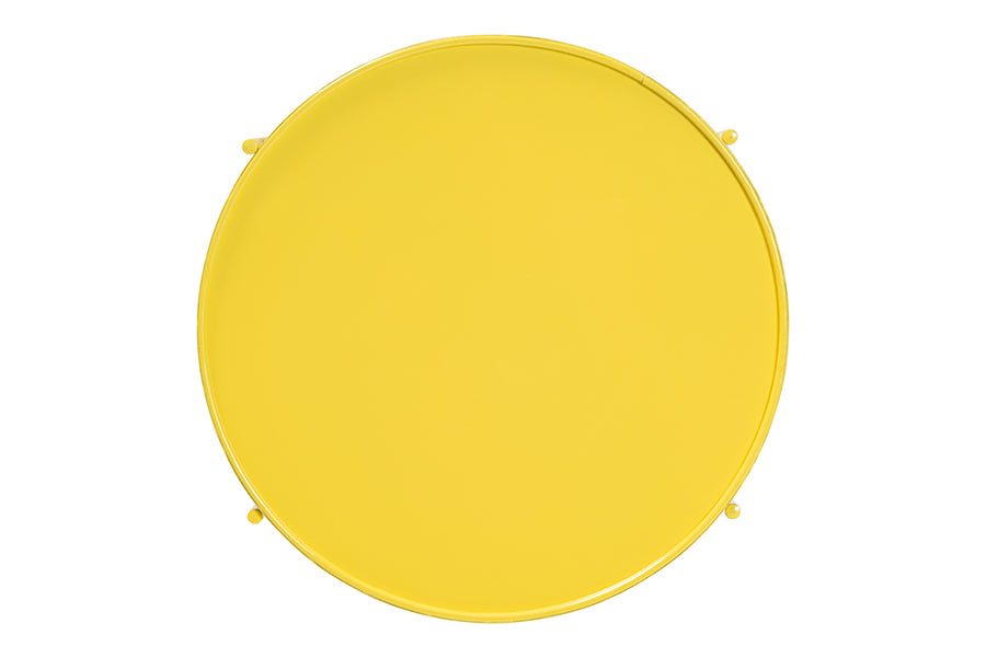 Baxton Studio Laverne Yellow Metal Side Table with Scalloped Tray Top - Round Accent Table with Decorative Base for Indoor or Semi-Outdoor Use FredCo