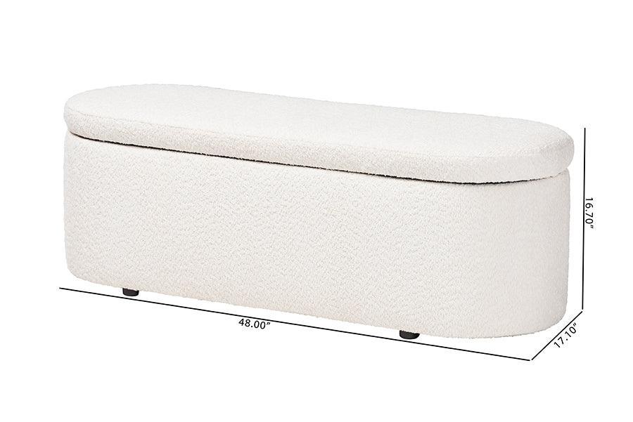 Baxton Studio Lavina Modern White Teddy-Bear Fabric Storage Bench FredCo