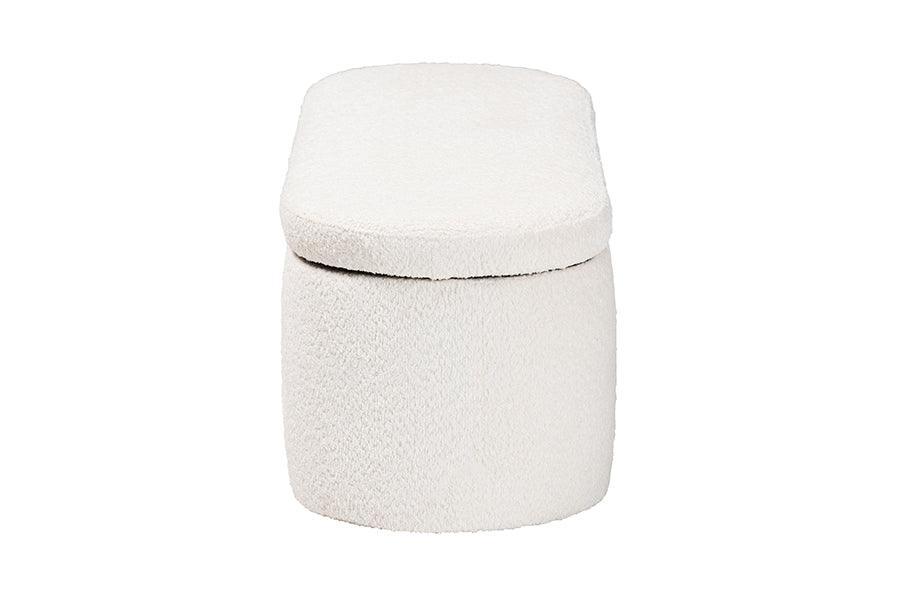 Baxton Studio Lavina Modern White Teddy-Bear Fabric Storage Bench FredCo