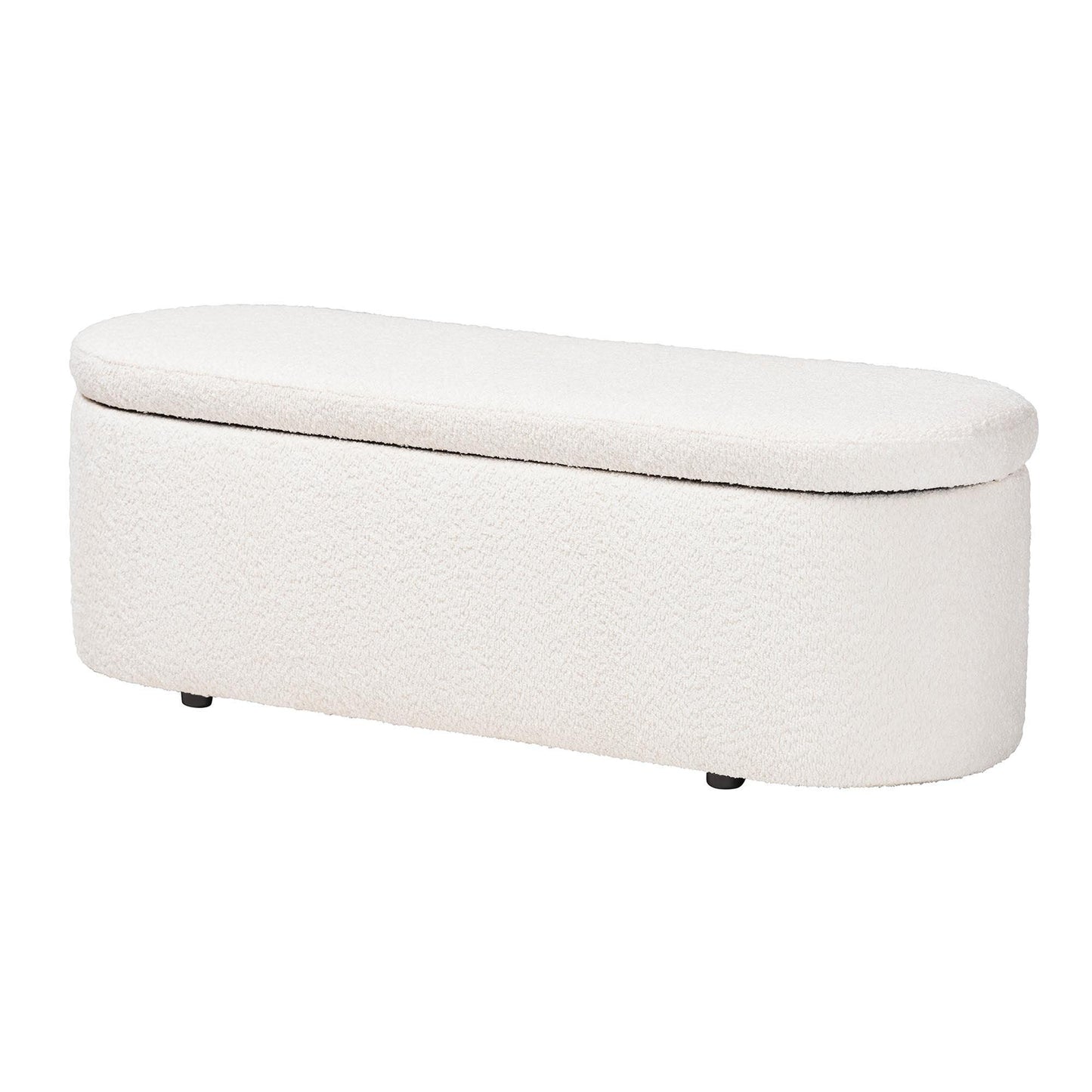 Baxton Studio Lavina Modern White Teddy-Bear Fabric Storage Bench FredCo