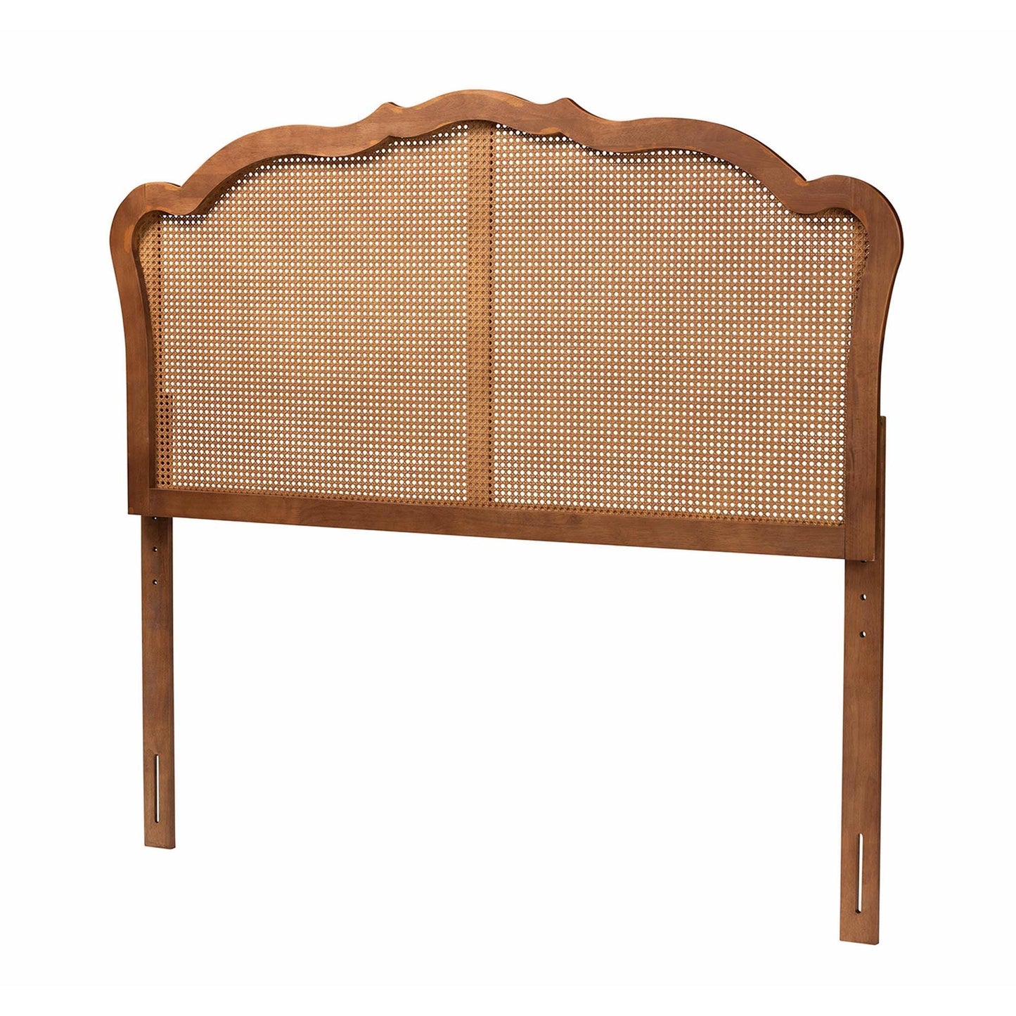 Baxton Studio Leandra Classic and Traditional Ash Walnut Finished Wood Headboard with Rattan FredCo