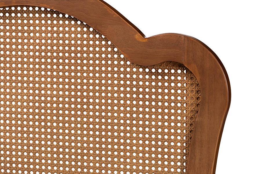 Baxton Studio Leandra Classic and Traditional Ash Walnut Finished Wood Headboard with Rattan FredCo