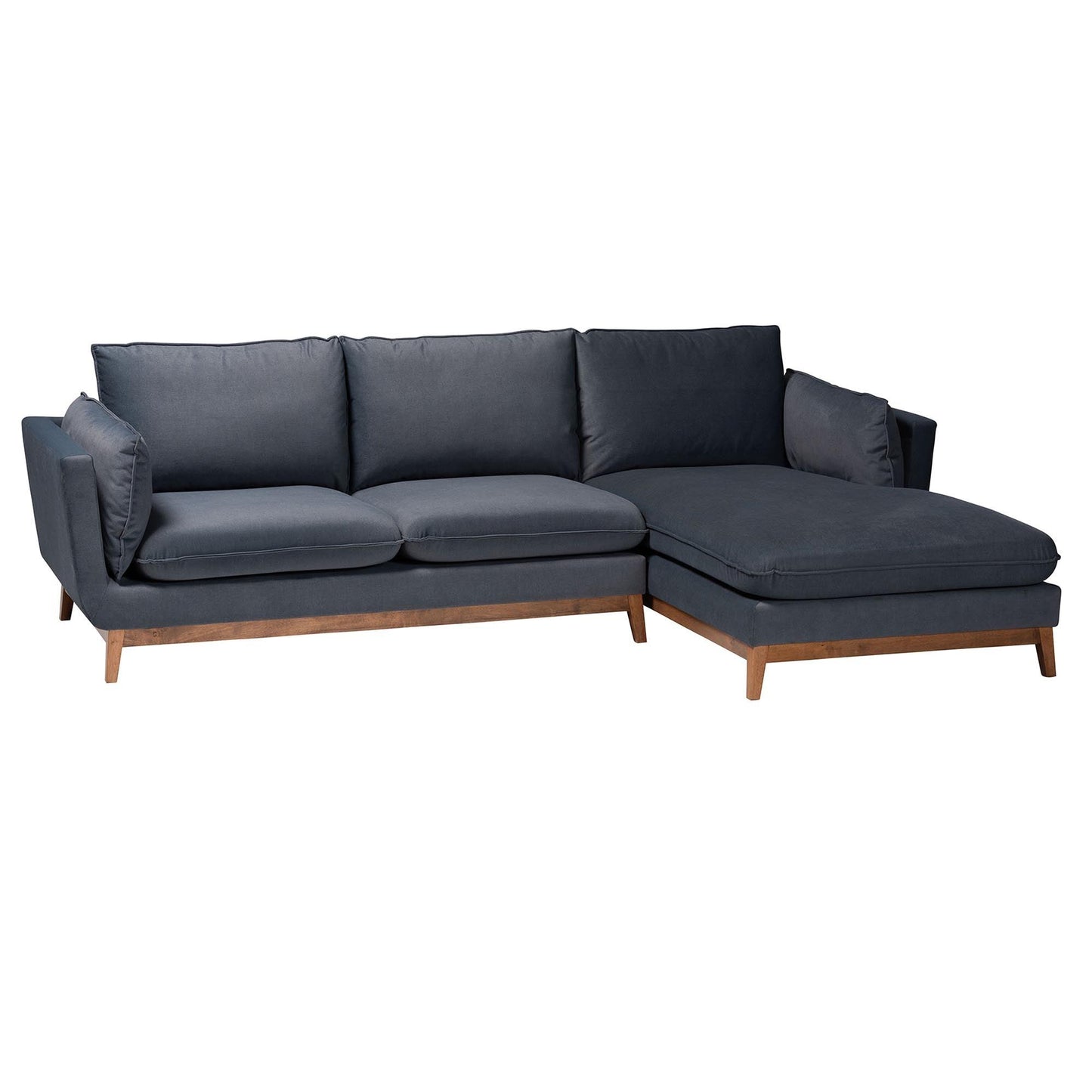 Baxton Studio Linanas Modern Dark Grey Fabric Right Facing Sectional Sofa FredCo