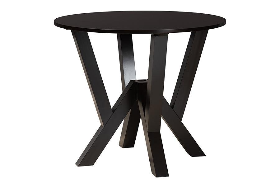 Baxton Studio Mari Modern Beige Fabric and Dark Brown Finished Wood 5-Piece Dining Set FredCo