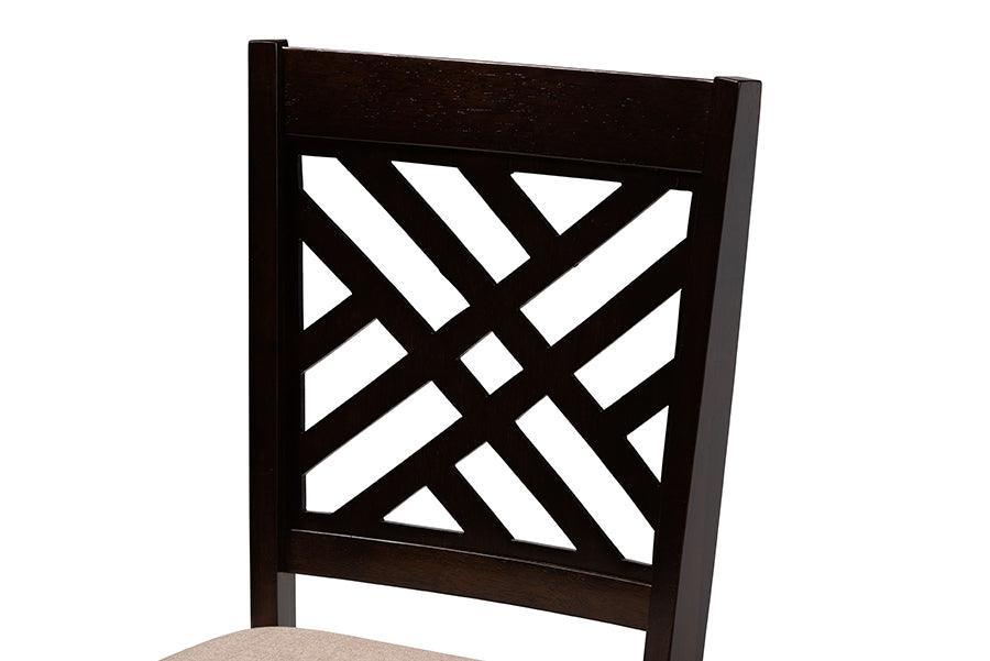 Baxton Studio Norah Modern Sand Fabric and Dark Brown Finished Wood 5-Piece Dining Set FredCo