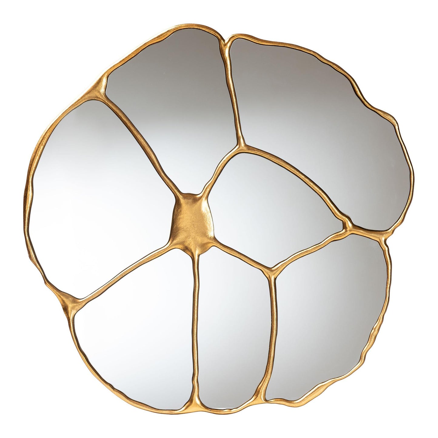 Baxton Studio Novia Antique Goldleaf Flower Accent Wall Mirror FredCo