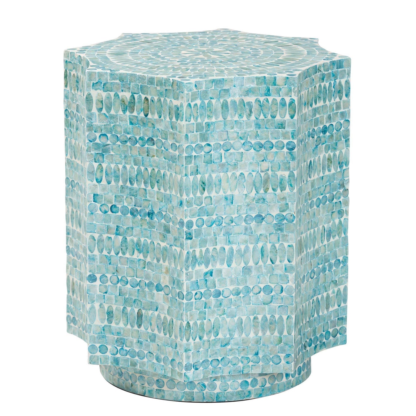 Baxton Studio Olesia Modern Bohemian Blue Mother of Pearl End Table FredCo