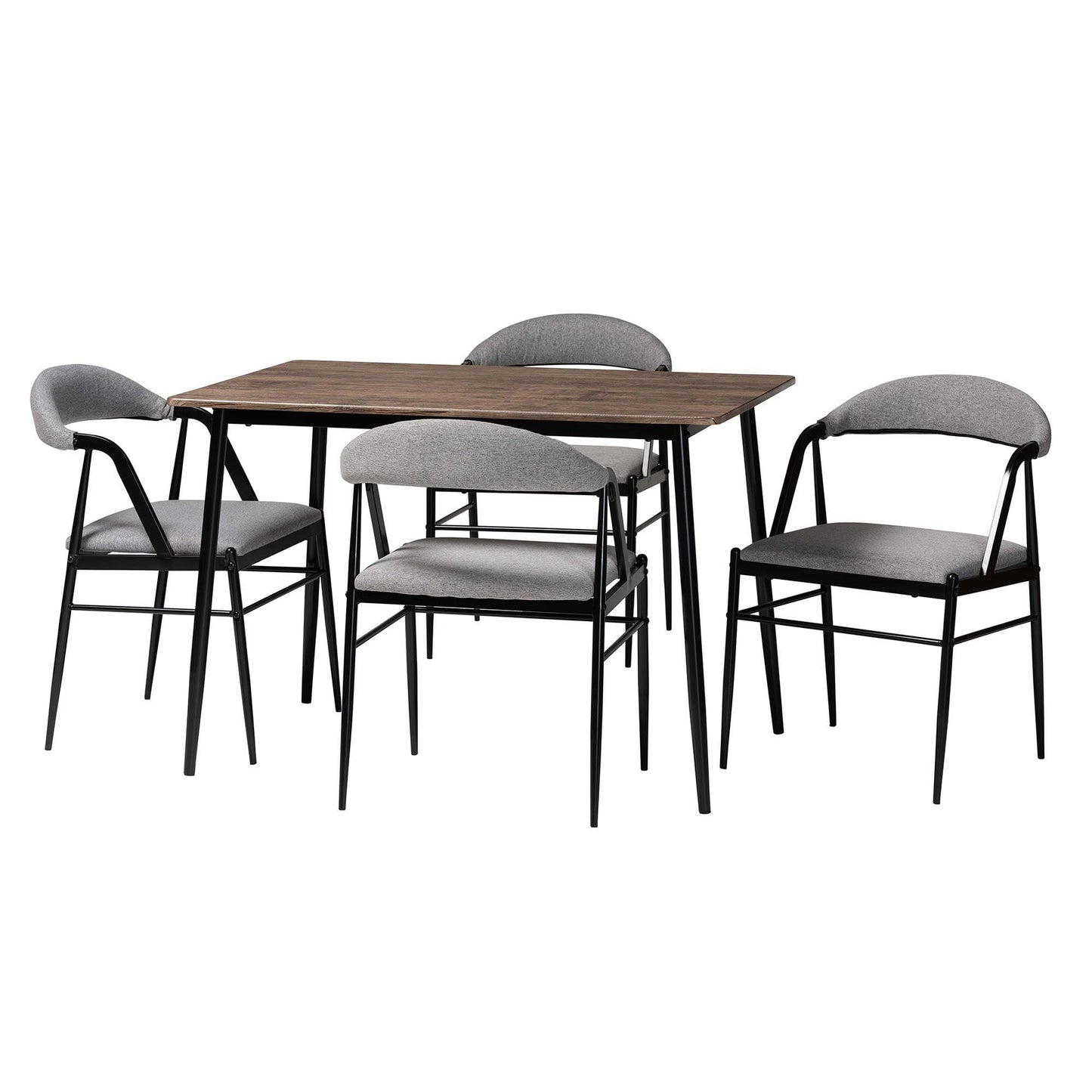 Baxton Studio Orrin Modern Industrial Grey Fabric and Metal Dining Set FredCo