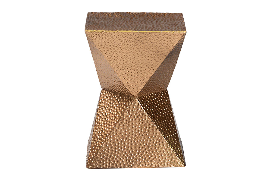Baxton Studio Pacey Textured Metal Accent Table - Geometric Gold Side Table with Hourglass Silhouette for Indoor or Semi-Outdoor Use FredCo