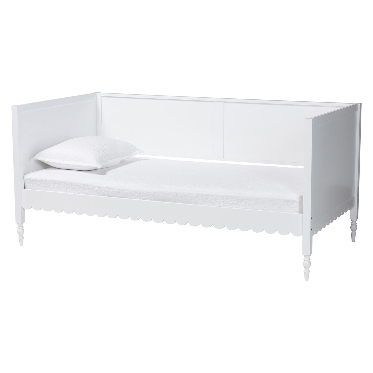 Baxton Studio Roni Modern White Wood Twin Daybed with Scalloped Edges FredCo