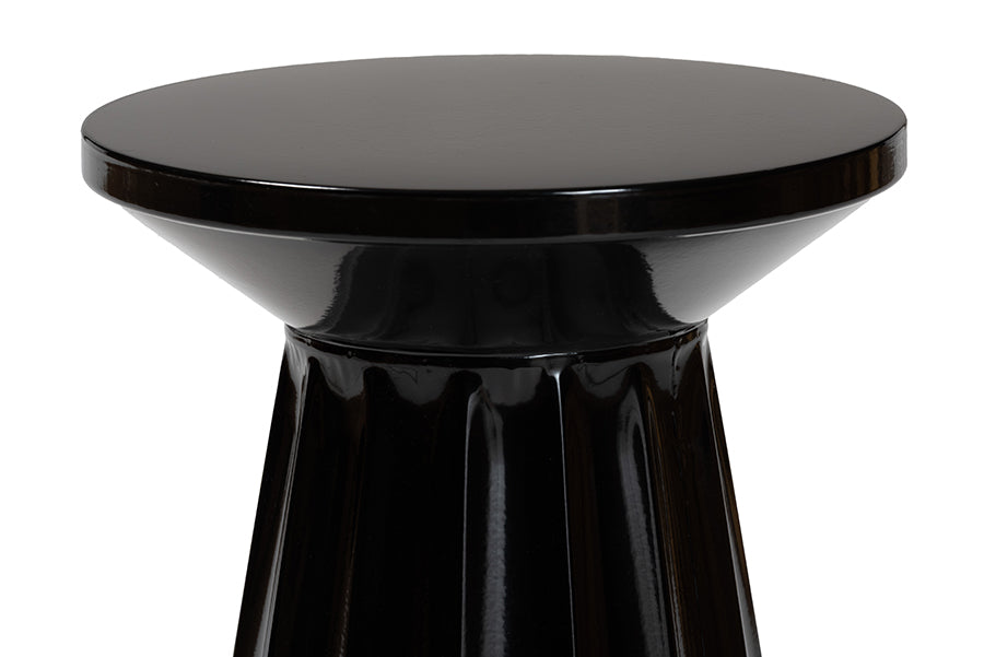 Baxton Studio Ulmer Metal Scalloped Side Table - Modern Round Accent Table for Indoor or Semi-Outdoor Use, Black FredCo