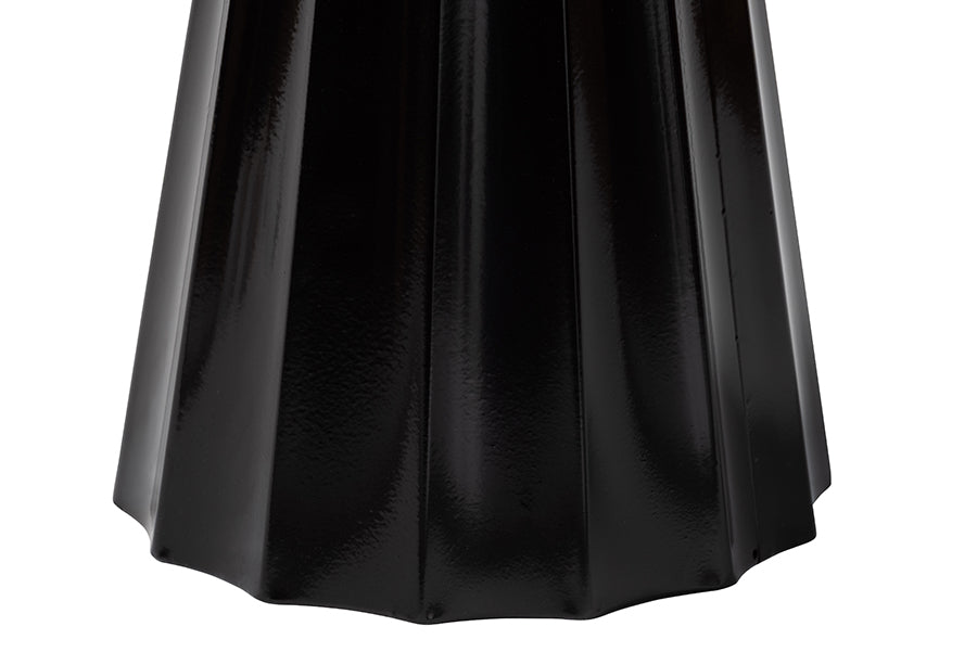 Baxton Studio Ulmer Metal Scalloped Side Table - Modern Round Accent Table for Indoor or Semi-Outdoor Use, Black FredCo