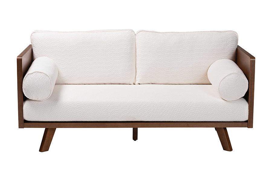 Baxton Studio Uriel Mid-Century Modern Cream Boucle Fabric Sofa FredCo
