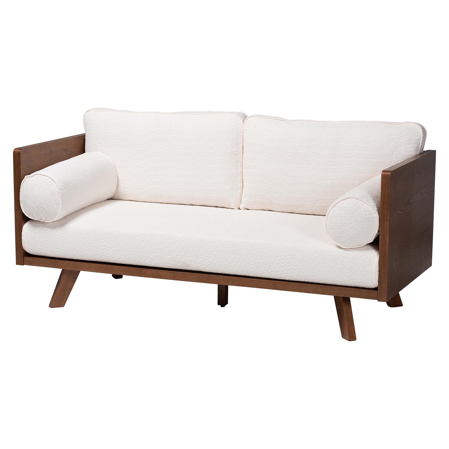 Baxton Studio Uriel Mid-Century Modern Cream Boucle Fabric Sofa FredCo