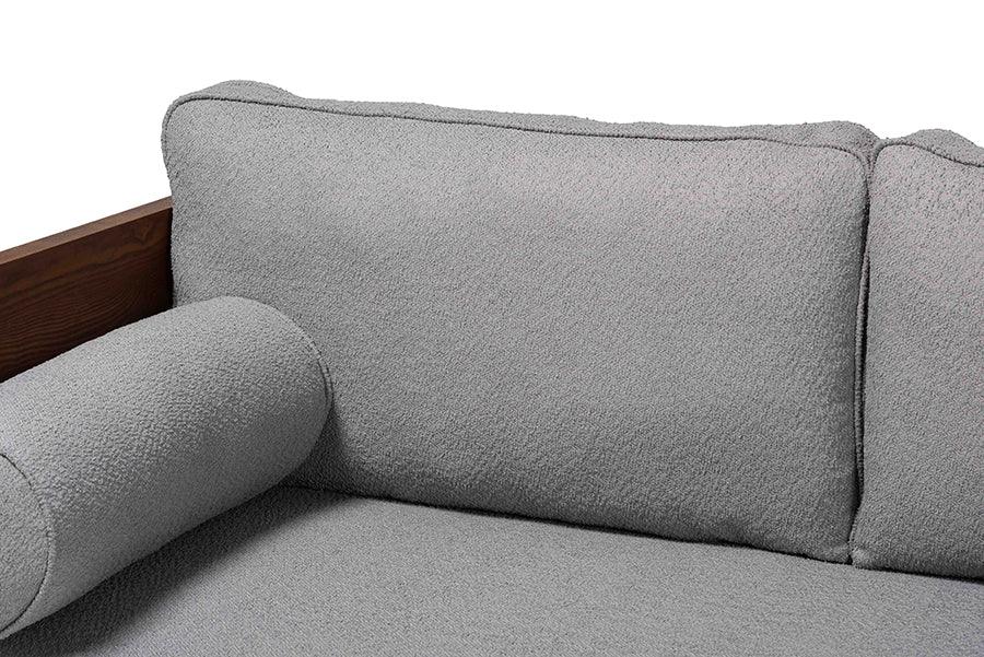 Baxton Studio Uriel Mid-Century Modern Grey Boucle Fabric Sofa FredCo