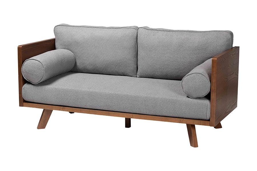 Baxton Studio Uriel Mid-Century Modern Grey Boucle Fabric Sofa FredCo