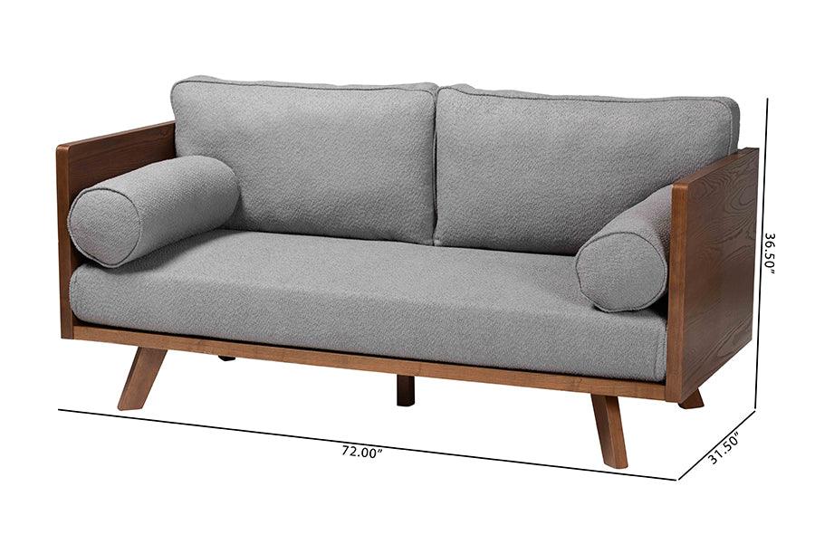 Baxton Studio Uriel Mid-Century Modern Grey Boucle Fabric Sofa FredCo