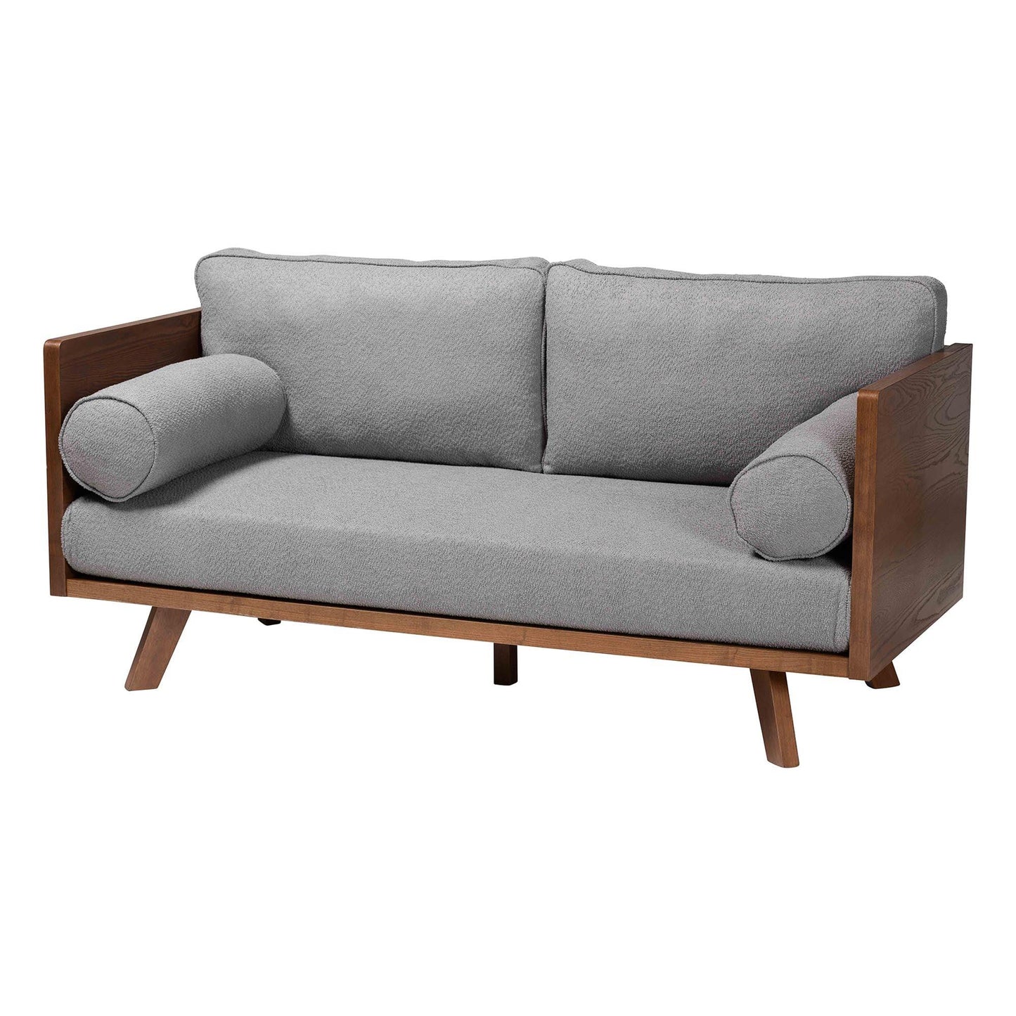 Baxton Studio Uriel Mid-Century Modern Grey Boucle Fabric Sofa FredCo