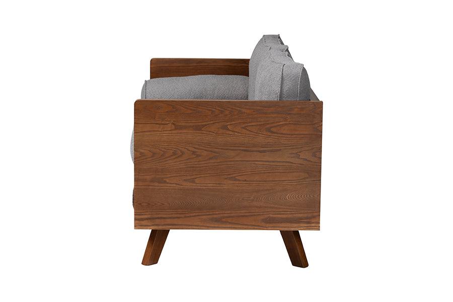 Baxton Studio Uriel Mid-Century Modern Grey Boucle Fabric Sofa FredCo