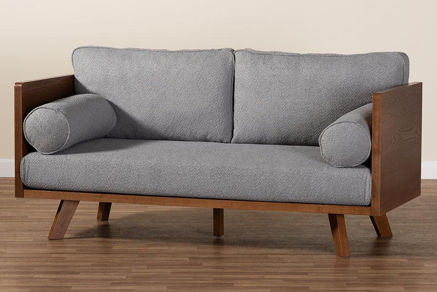 Baxton Studio Uriel Mid-Century Modern Grey Boucle Fabric Sofa FredCo