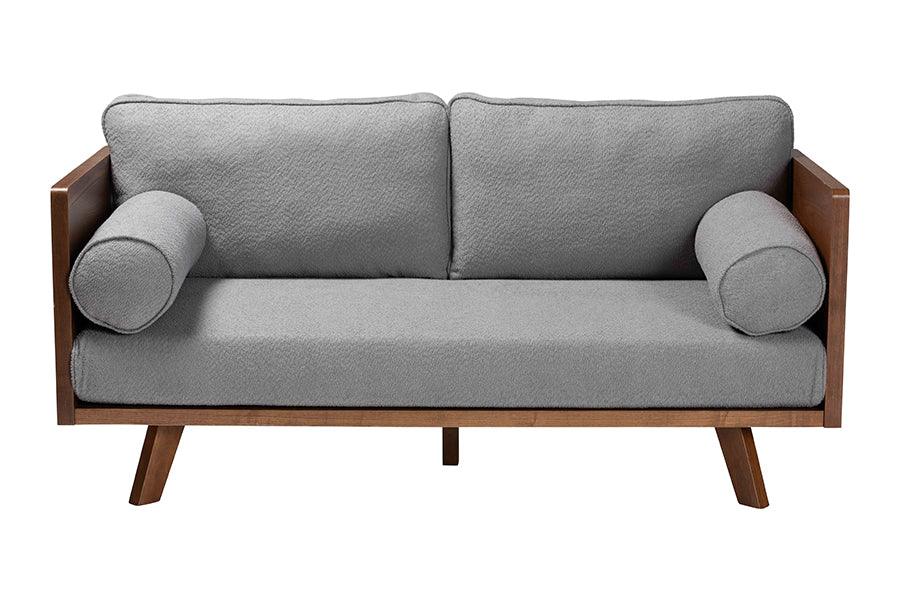 Baxton Studio Uriel Mid-Century Modern Grey Boucle Fabric Sofa FredCo