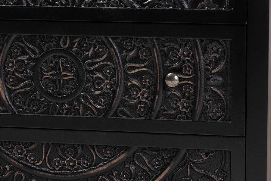 Baxton Studio Yelena Classic and Traditional Black Finished Wood 3-Drawer Storage Cabinet FredCo