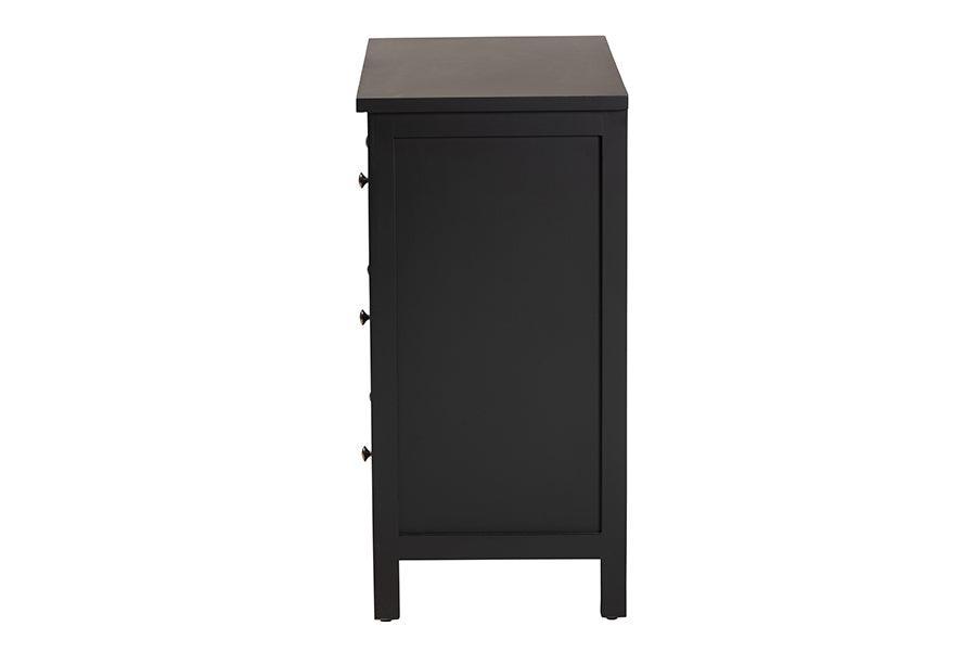 Baxton Studio Yelena Classic and Traditional Black Finished Wood 3-Drawer Storage Cabinet FredCo