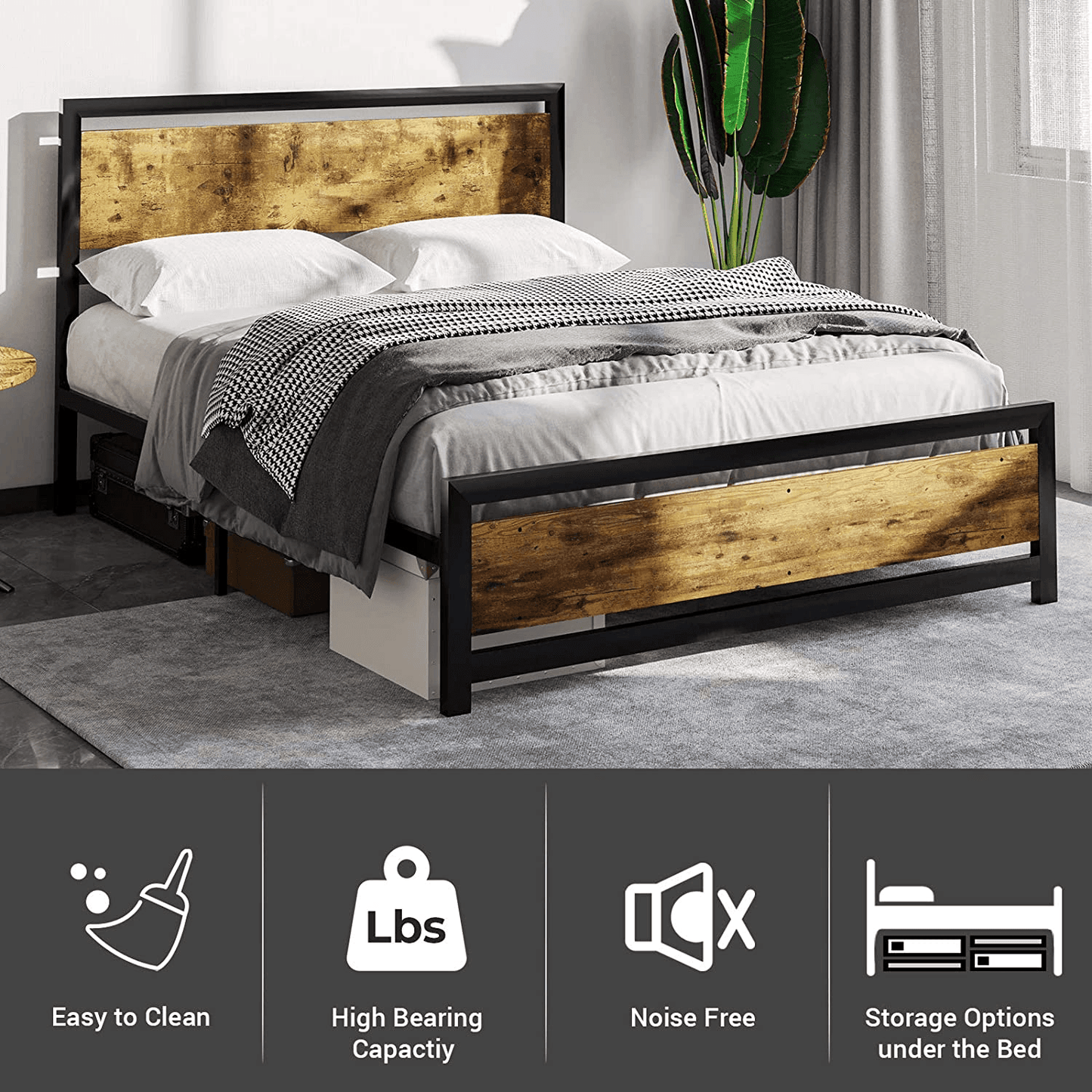 Bed Frame with Headboard Metal Bed Frame, Platform Metal Bed FredCo