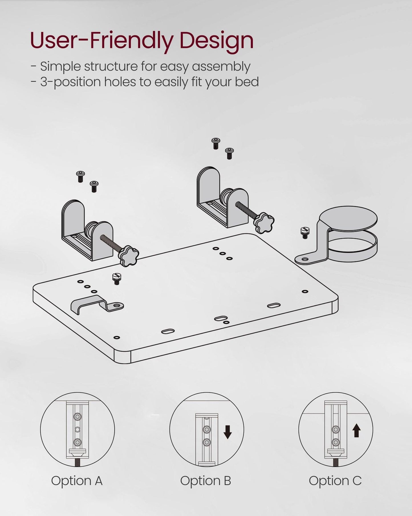 Bedside Shelf with Phone Slot, Cup Holder and Hook Ink Black FredCo