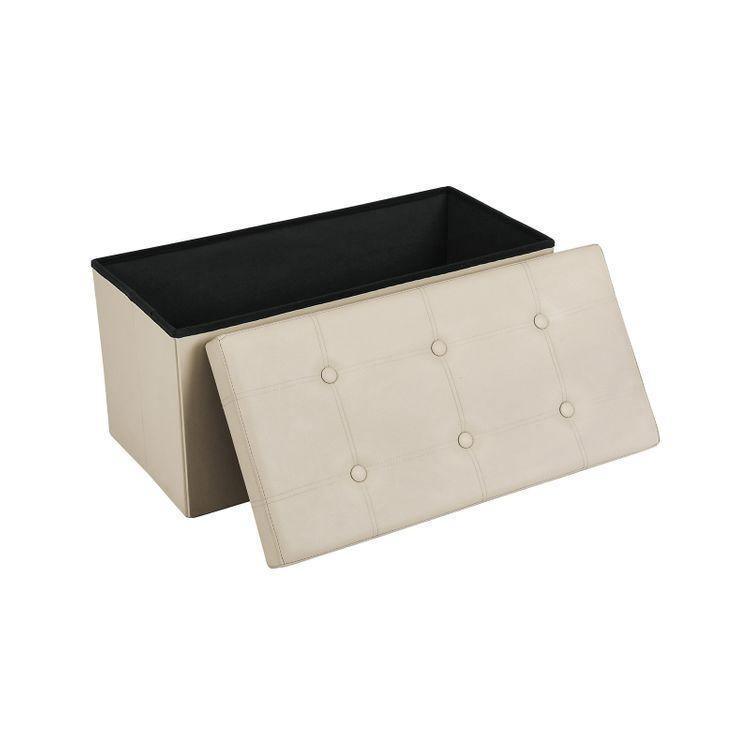 Beige Faux Leather Ottoman FredCo