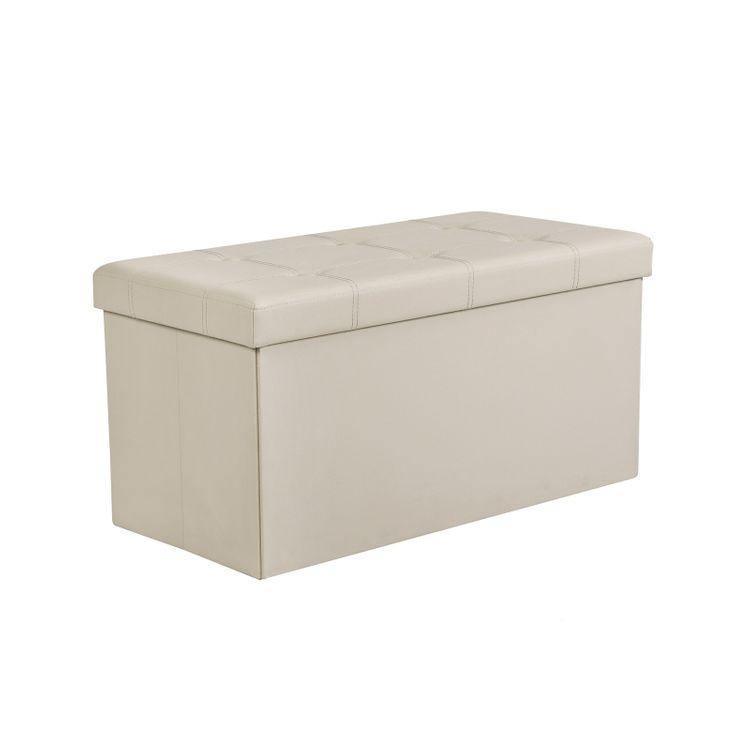 Beige Faux Leather Ottoman FredCo