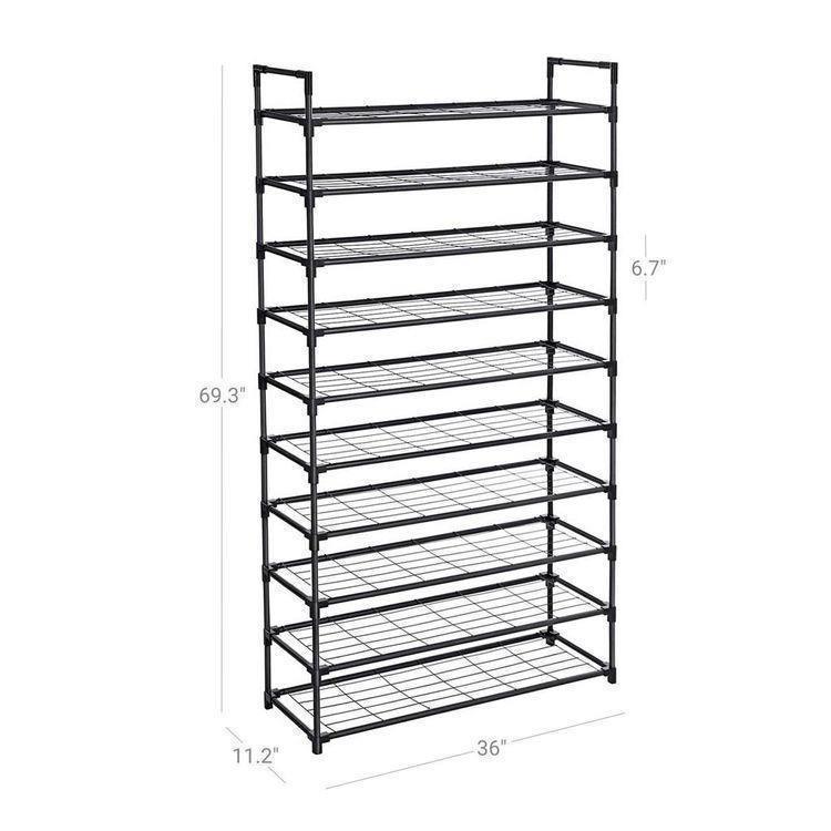 Black 10 Tiers Shoe Rack FredCo
