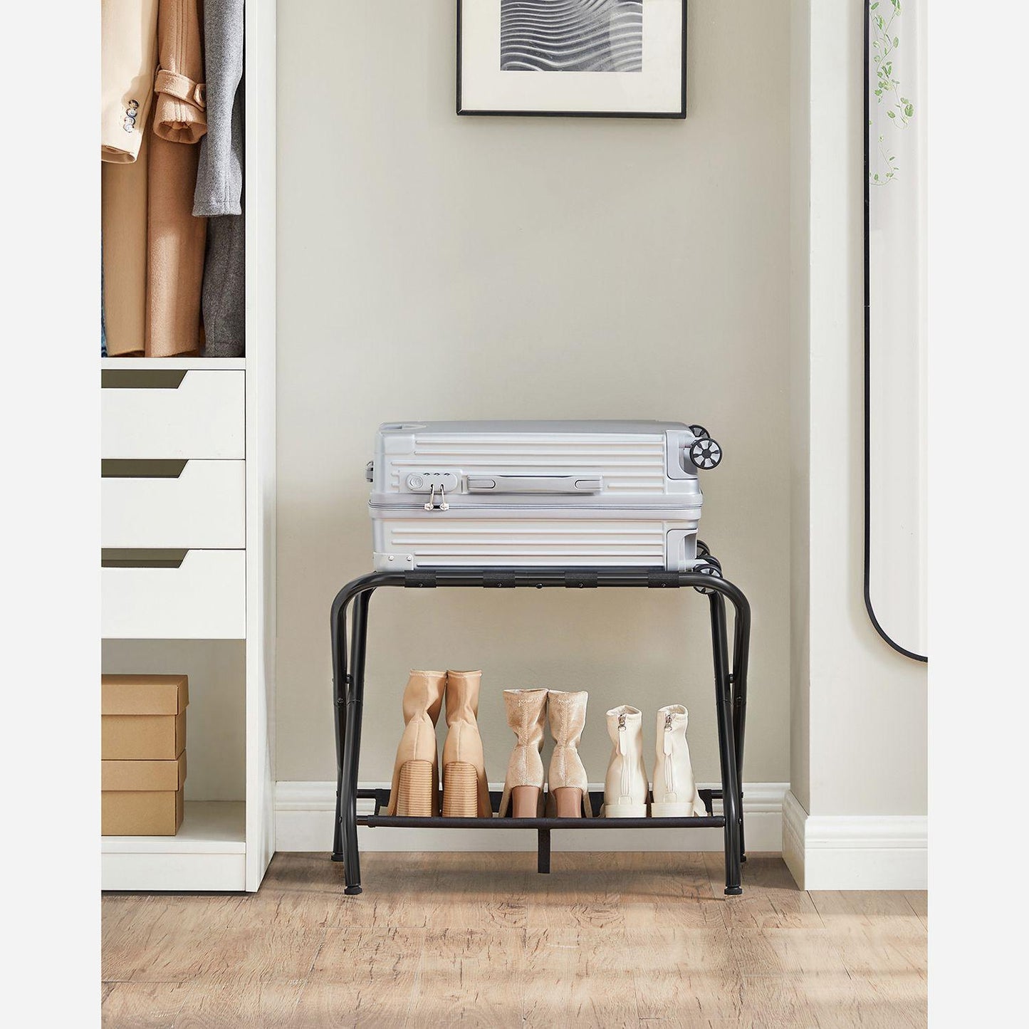 Black Foldable Luggage Rack FredCo