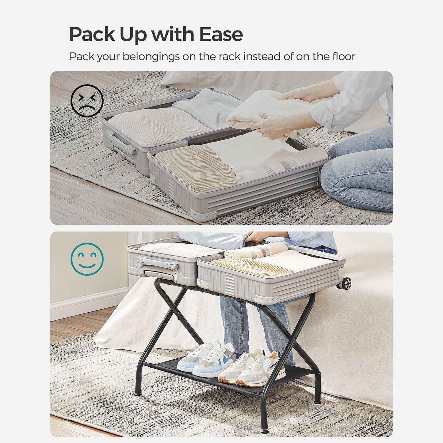 Black Foldable Luggage Rack FredCo
