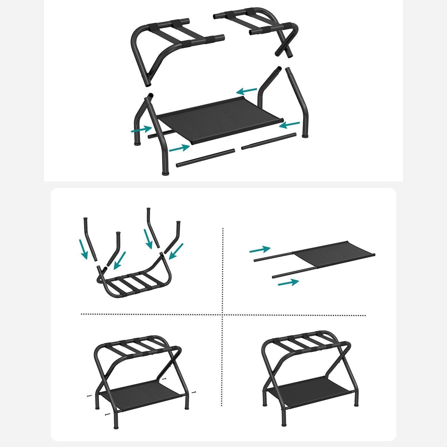 Black Foldable Luggage Rack FredCo