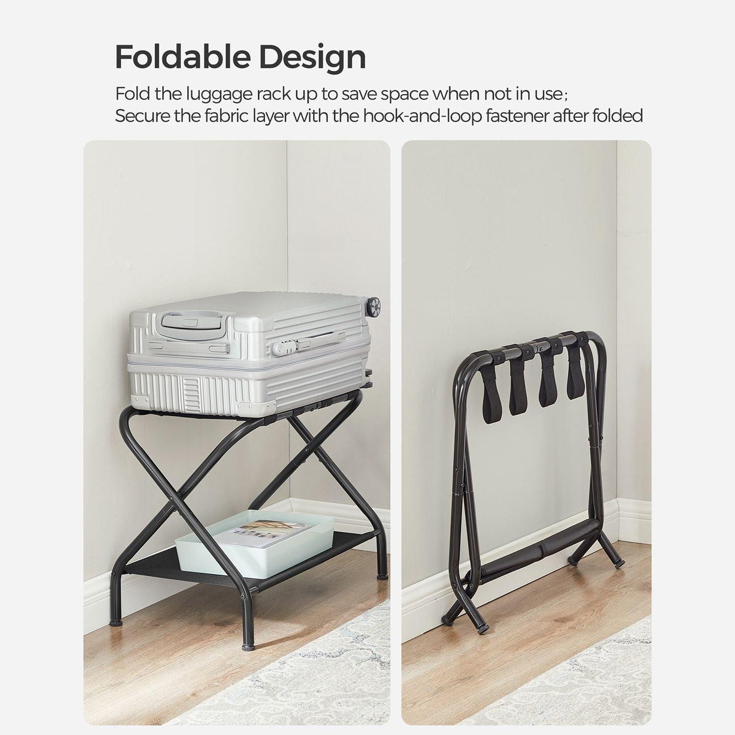 Black Foldable Luggage Rack FredCo