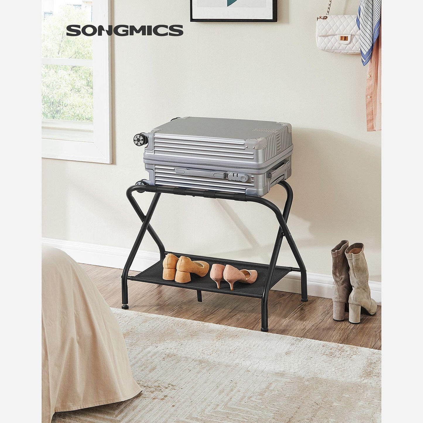 Black Foldable Luggage Rack FredCo