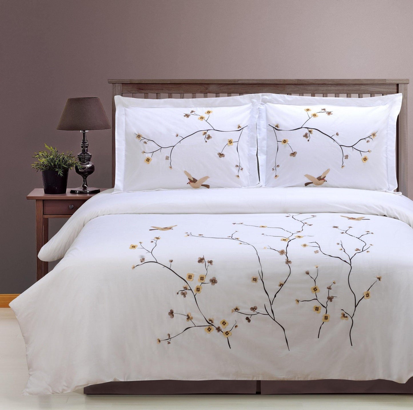 Blossom 100% Cotton Floral Duvet Cover and Pillow Sham Set FredCo