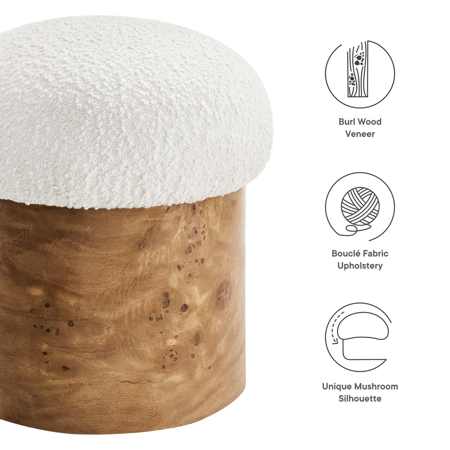 Breeze Boucle Upholstered Ottoman by Modway FredCo