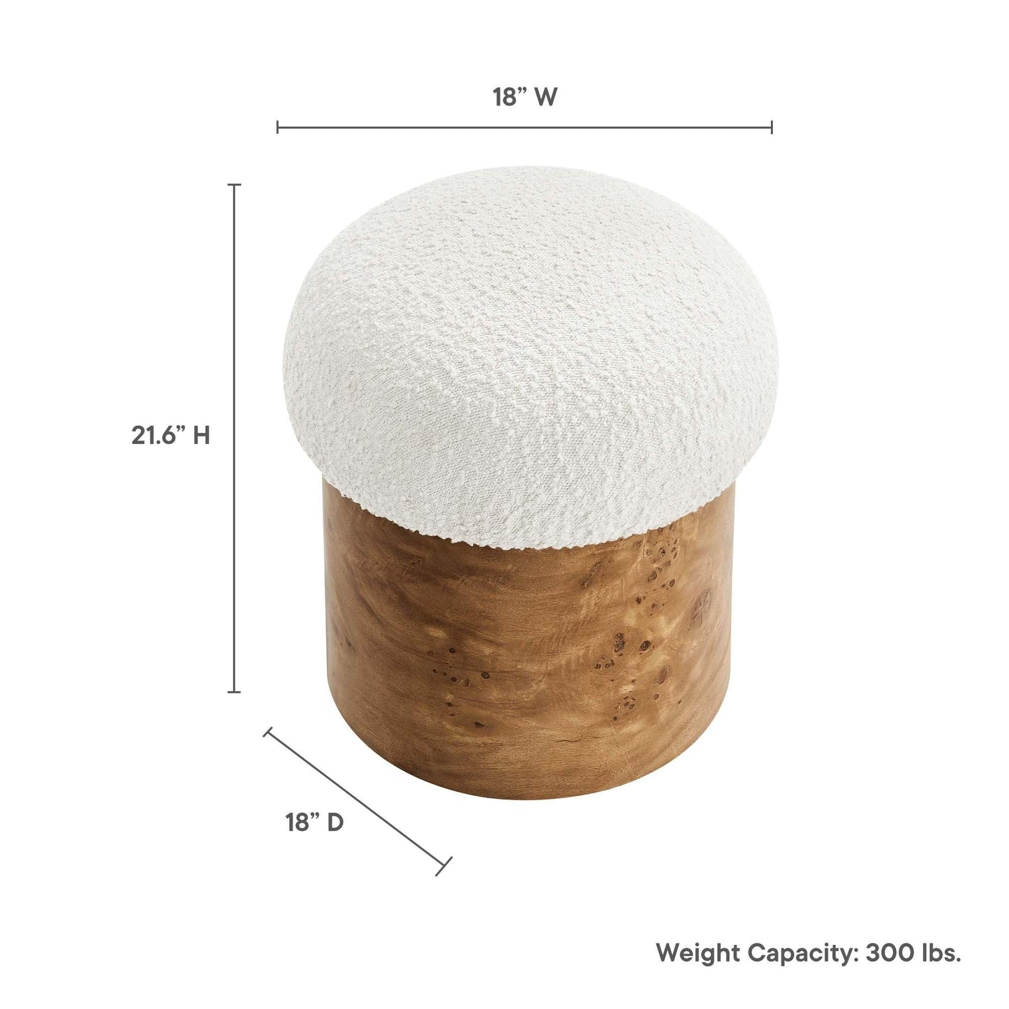Breeze Boucle Upholstered Ottoman by Modway FredCo