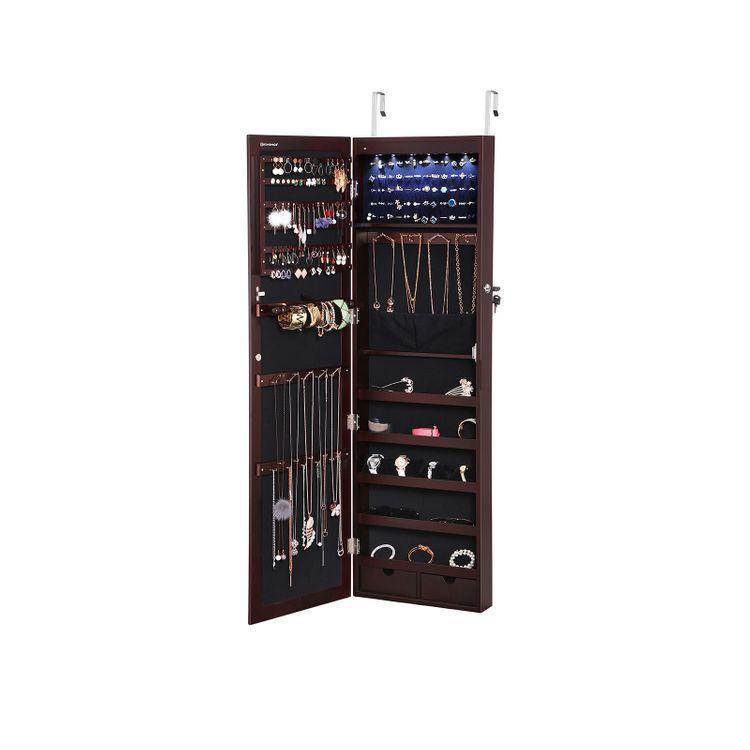 Brown Hanging Jewelry Armoire FredCo