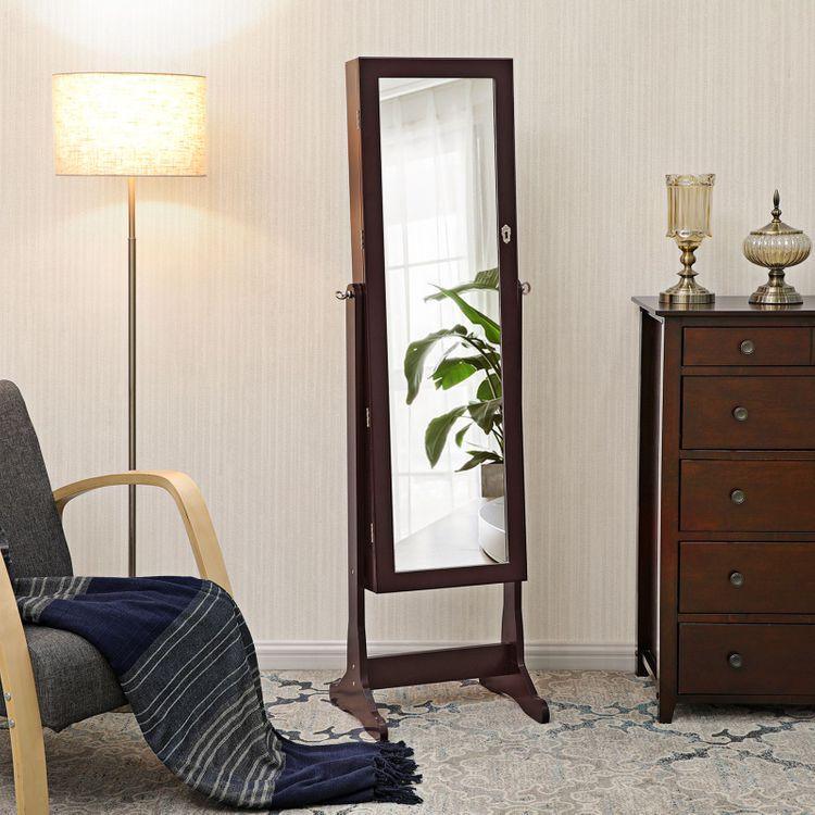 Brown Standing Jewelry Armoire FredCo