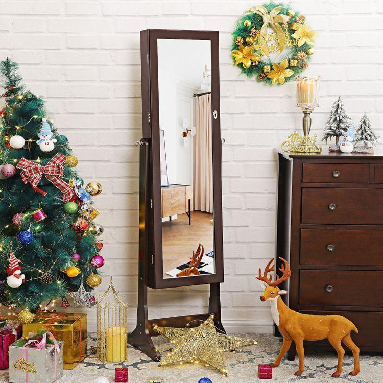 Brown Standing Jewelry Armoire FredCo