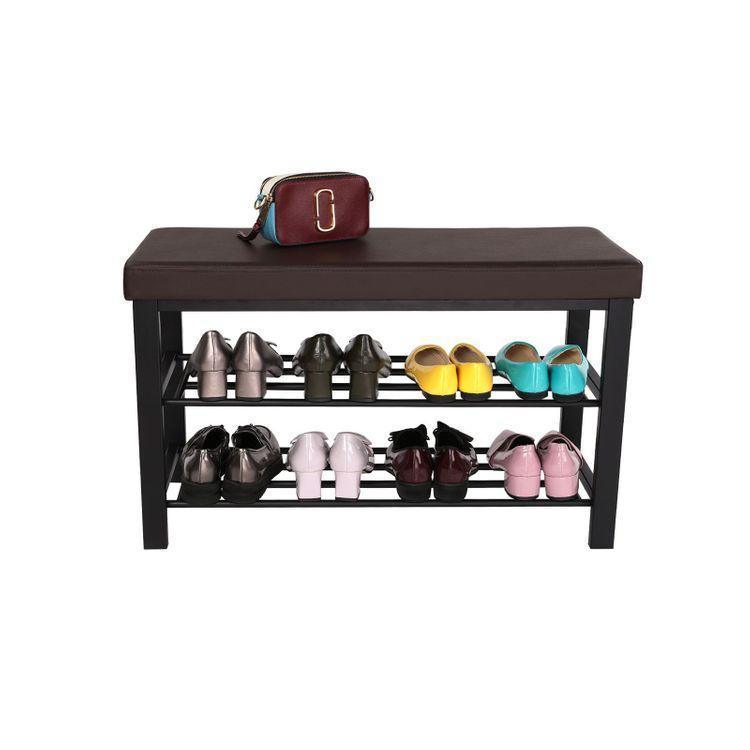 Brown Storage Shoe Bench FredCo