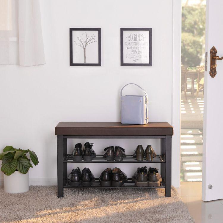 Brown Storage Shoe Bench FredCo