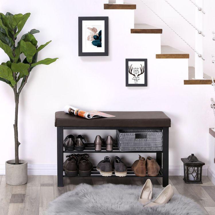 Brown Storage Shoe Bench FredCo