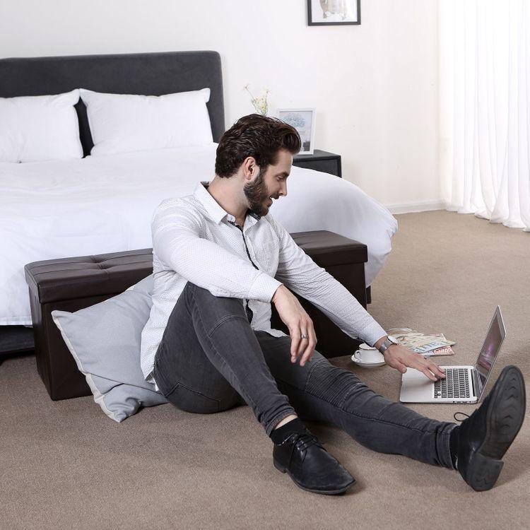 Brown Tufted Storage Ottoman FredCo