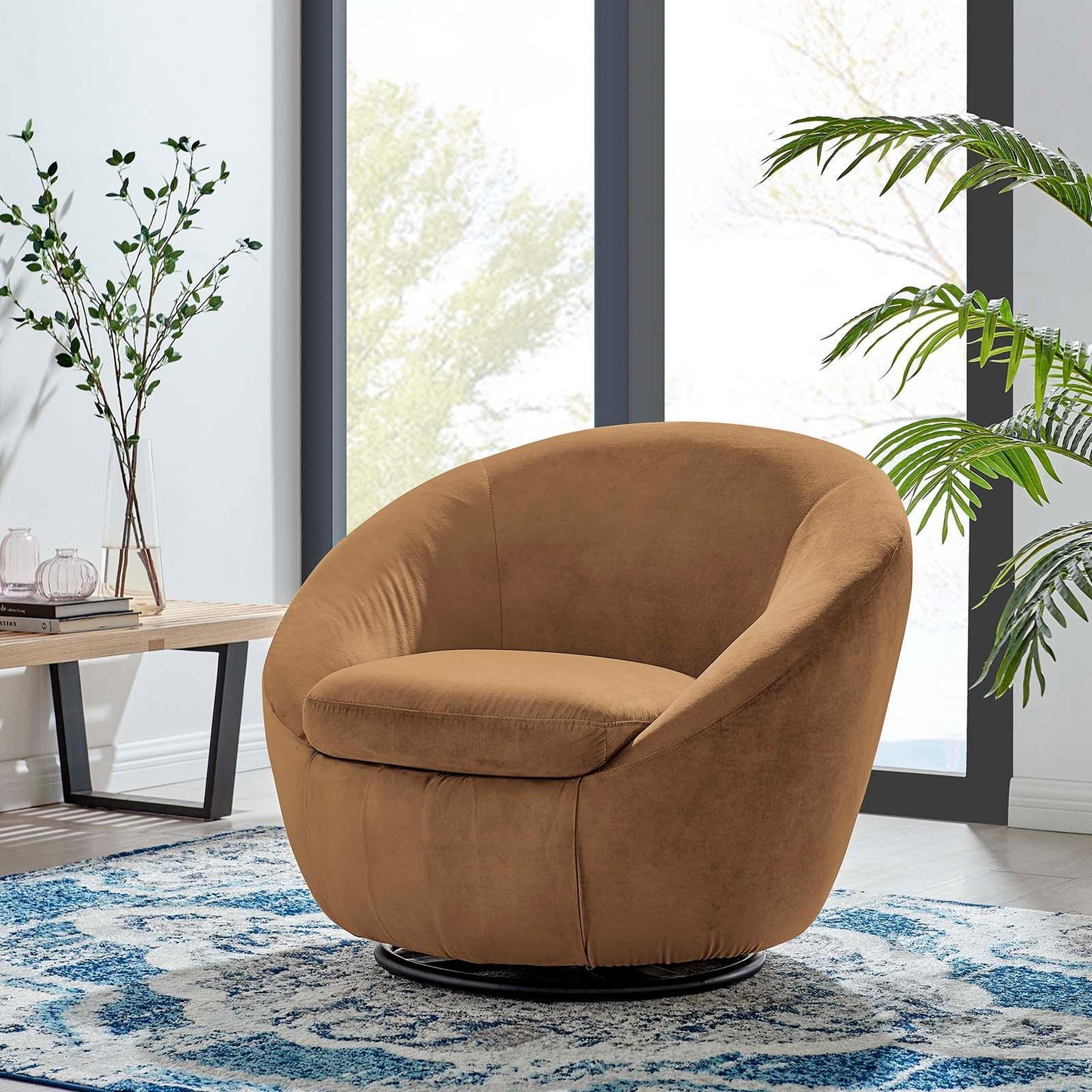 Buttercup Performance Velvet Swivel Chair, EEI-5007 FredCo