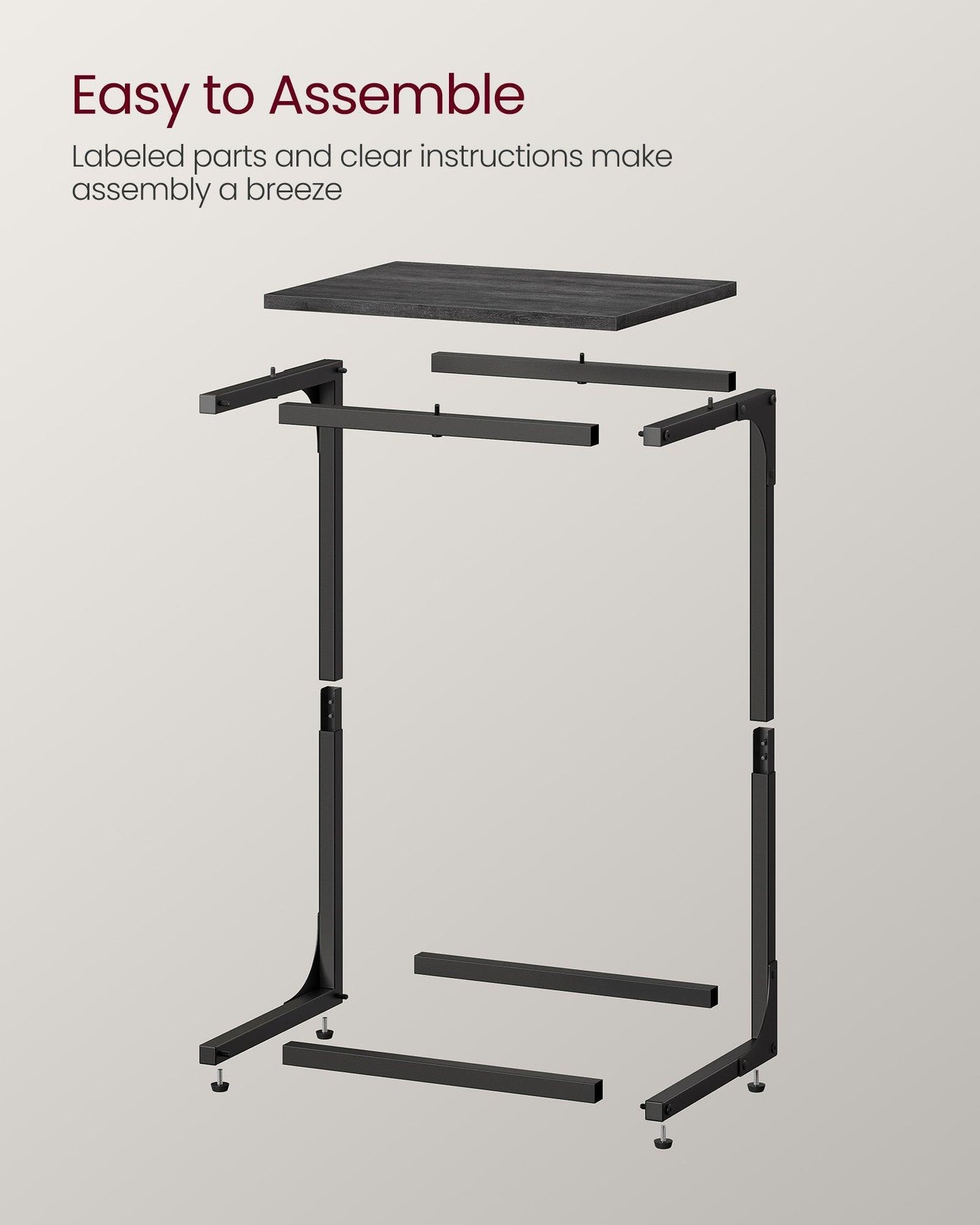 C-Shaped End Table Misty Gray and Black FredCo